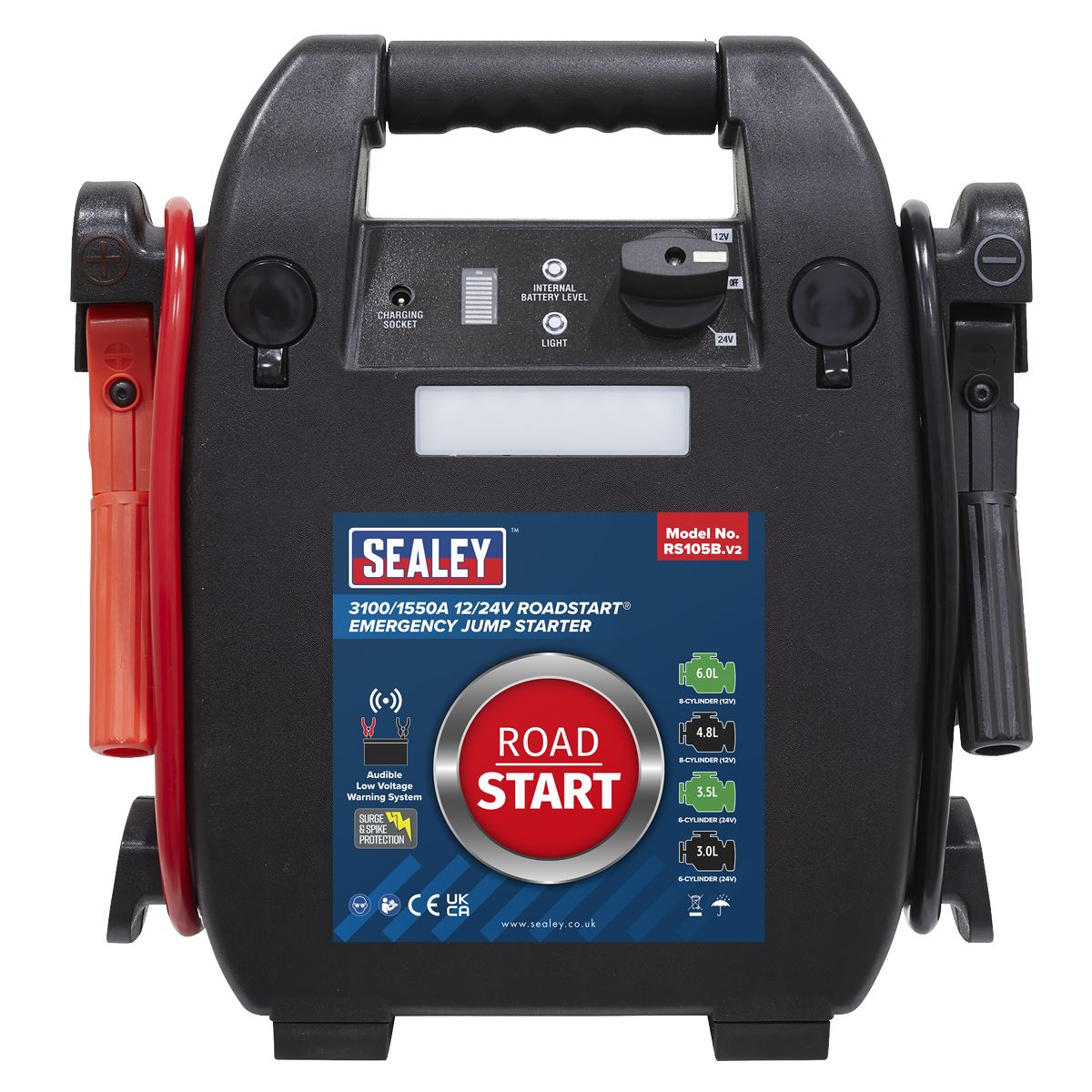 Sealey RS105B RoadStart® Emergency Jump Starter 12/24V 6L 8-Cylinder Sealey