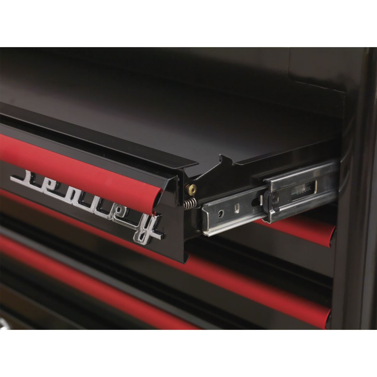 Sealey AP41206BR Rollcab 6 Drawer Wide Retro Style - Black with Red Anodised Drawer Pulls Sealey
