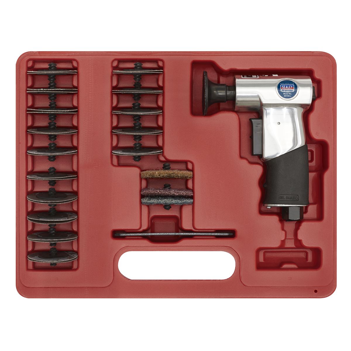 Sealey SA720 Air Mini Sander Kit 50mm 35pc Sealey