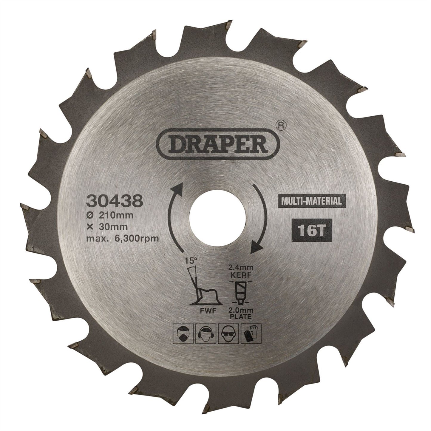 Draper 30438 TCT Multi-Purpose Circular Saw Blade 210 x 30mm 16T Draper