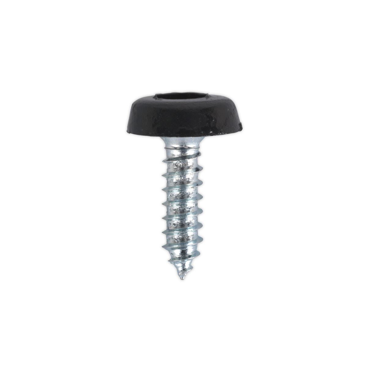 Sealey PTNP3 Numberplate Screw Plastic Enclosed Head 4.8 x 18mm Black Pack of 50 Sealey