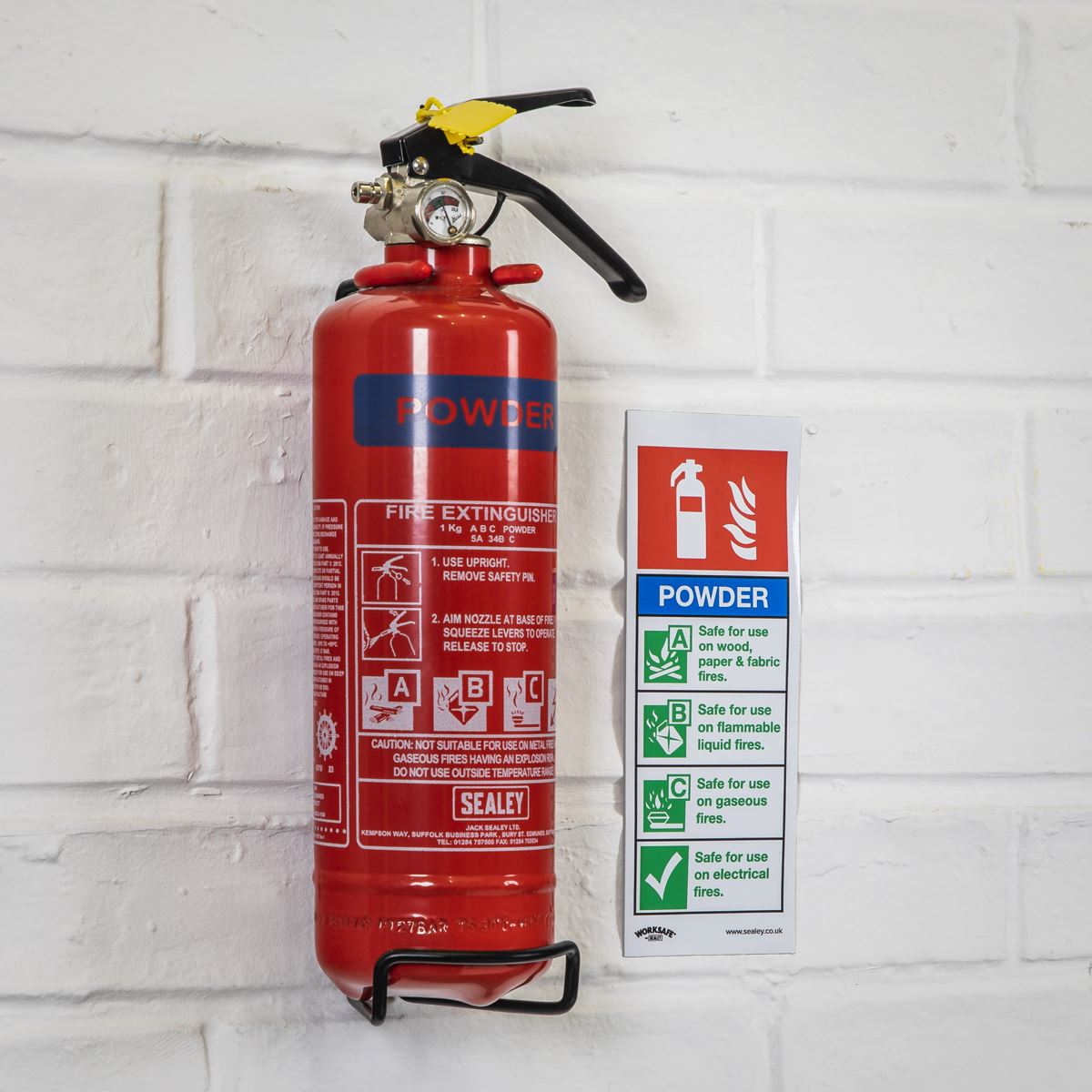 Sealey SS52P10 Safe Conditions Safety Sign - Powder Fire Extinguisher - Rigid Plastic - Pack of 10 Sealey