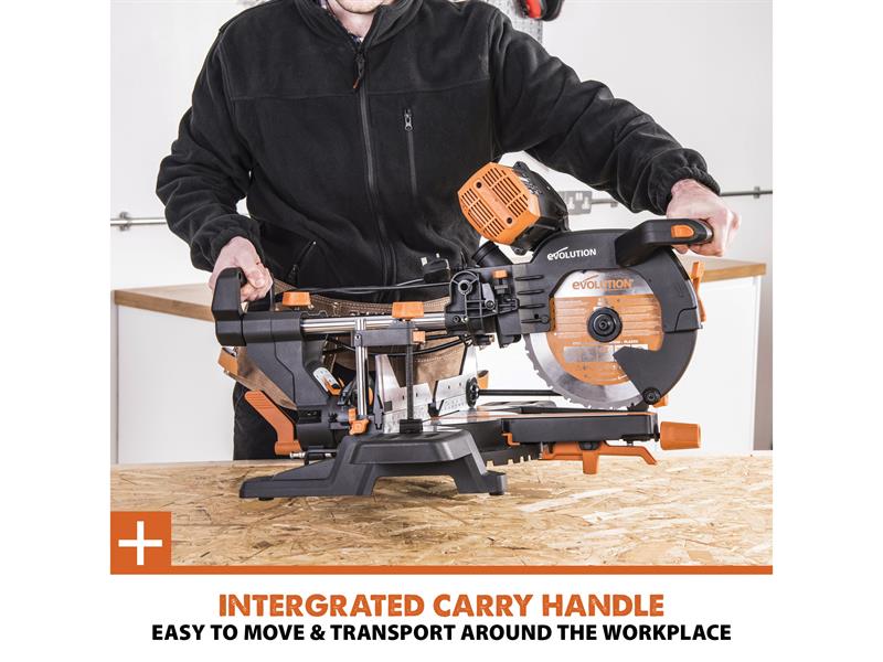 Evolution R255SMS-DB+ Multi-Material Sliding Mitre Saw 255mm 2000W 240V Evolution