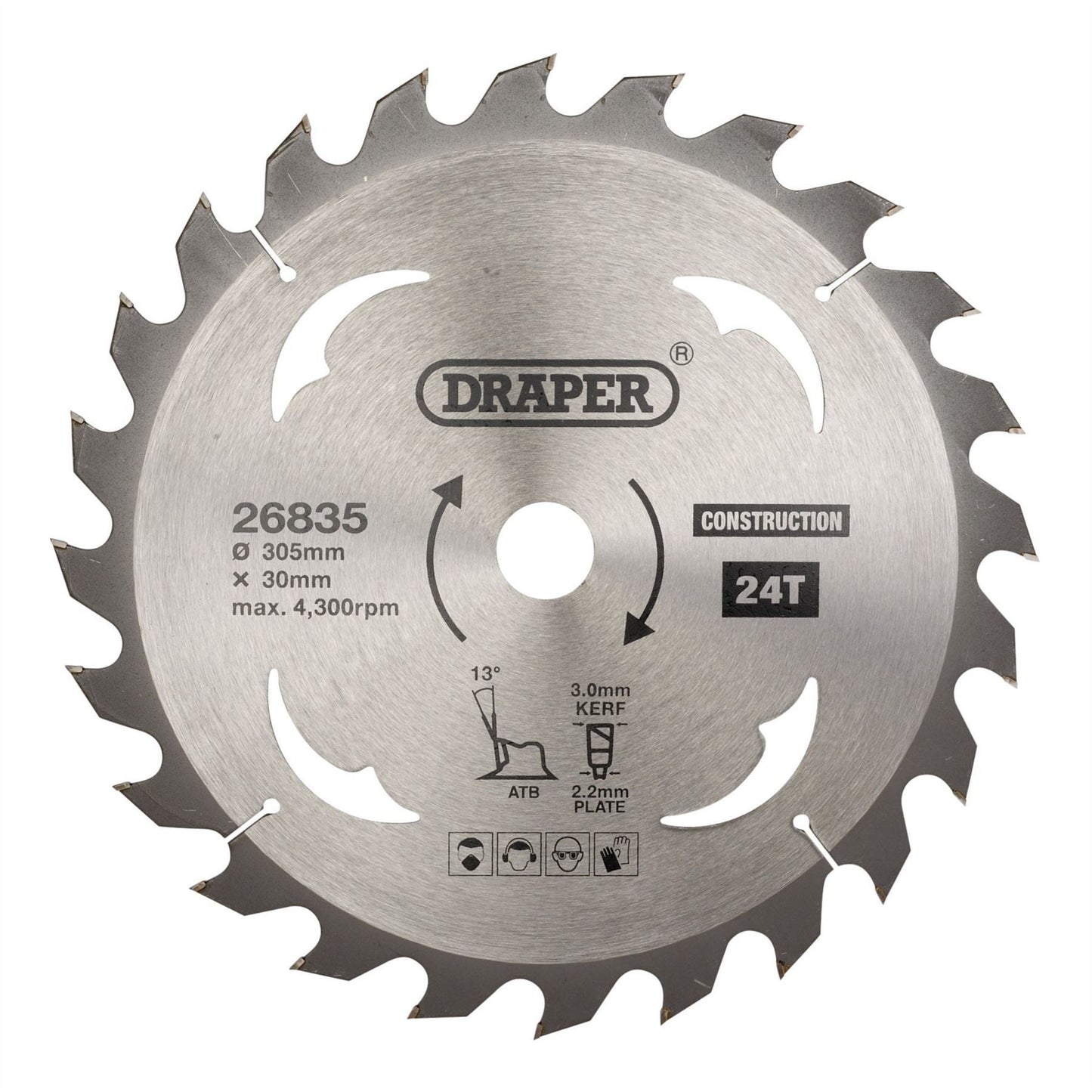 Draper 26835 TCT Construction Circular Saw Blade 305 x 30mm 24T Draper