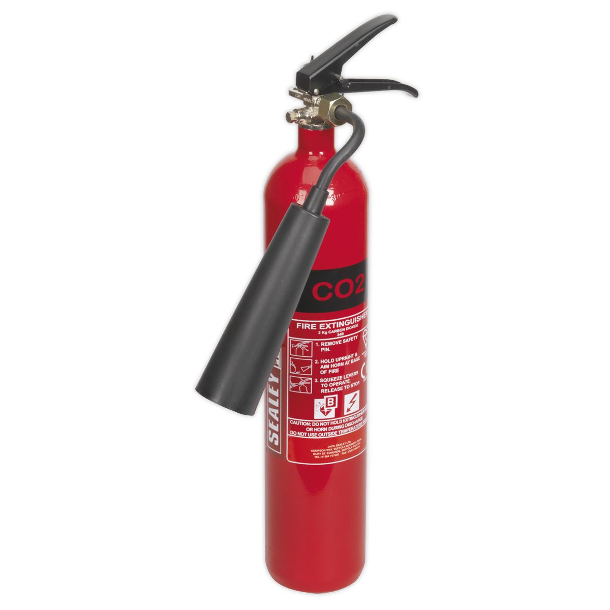 Sealey SCDE02 Fire Extinguisher 2kg Carbon Dioxide Sealey
