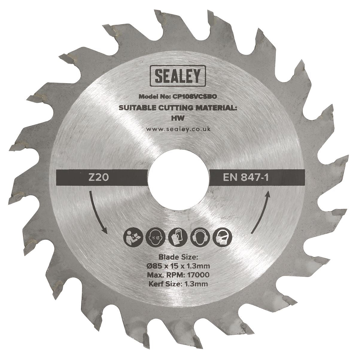 Sealey SM85B20 Circular Saw Blade Ø85 x 15 x 1.3mm 20tpu Sealey