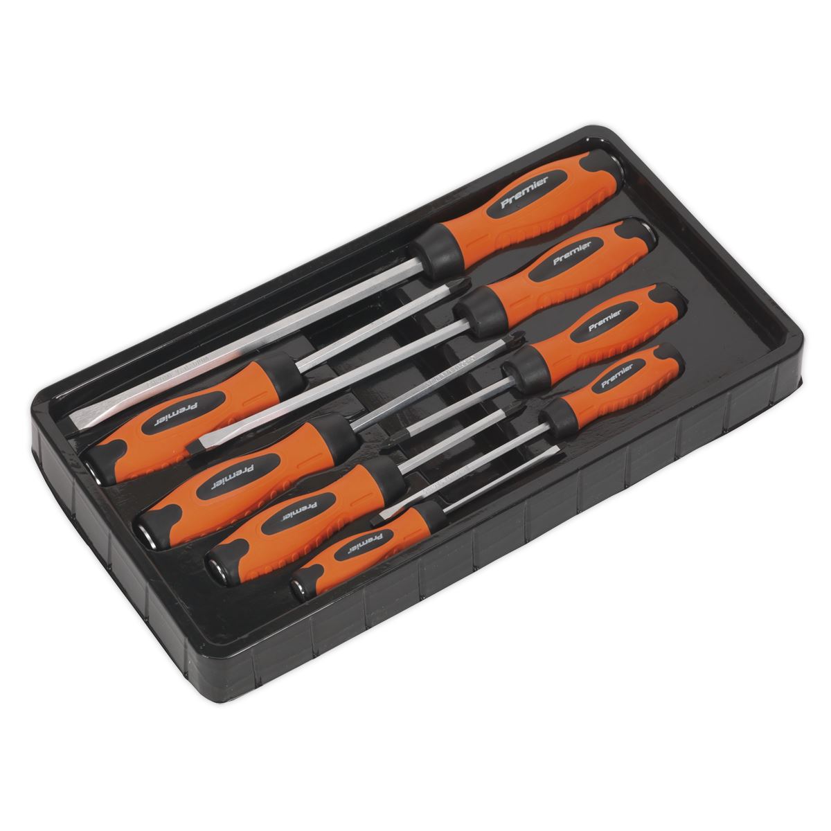 Sealey HV004 Screwdriver Set 8pc Hammer-Thru Hi-Vis Orange Sealey