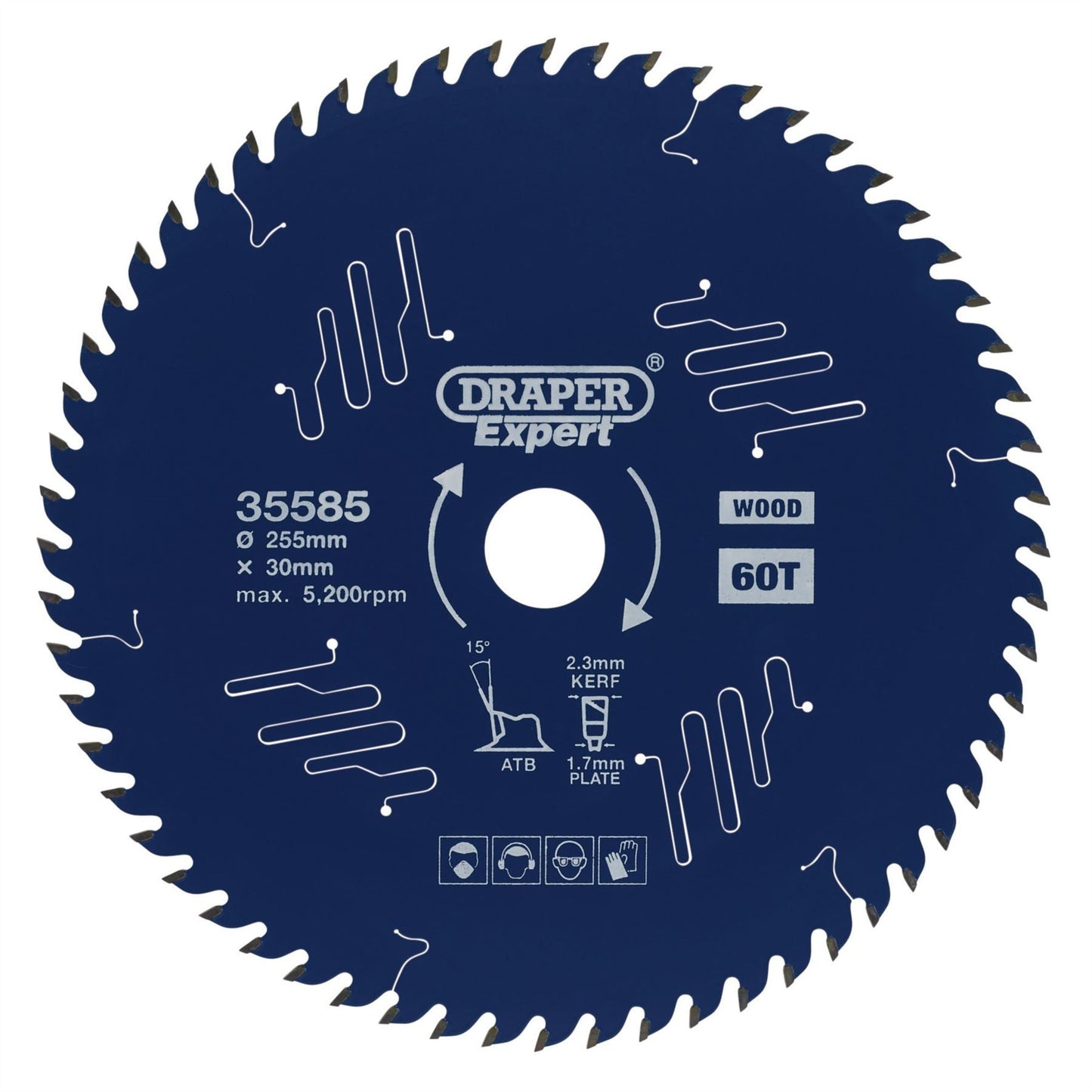 Draper 35585 Expert TCT Circular Saw Blade for Wood with PTFE Coating 255 x 30mm 60T Draper