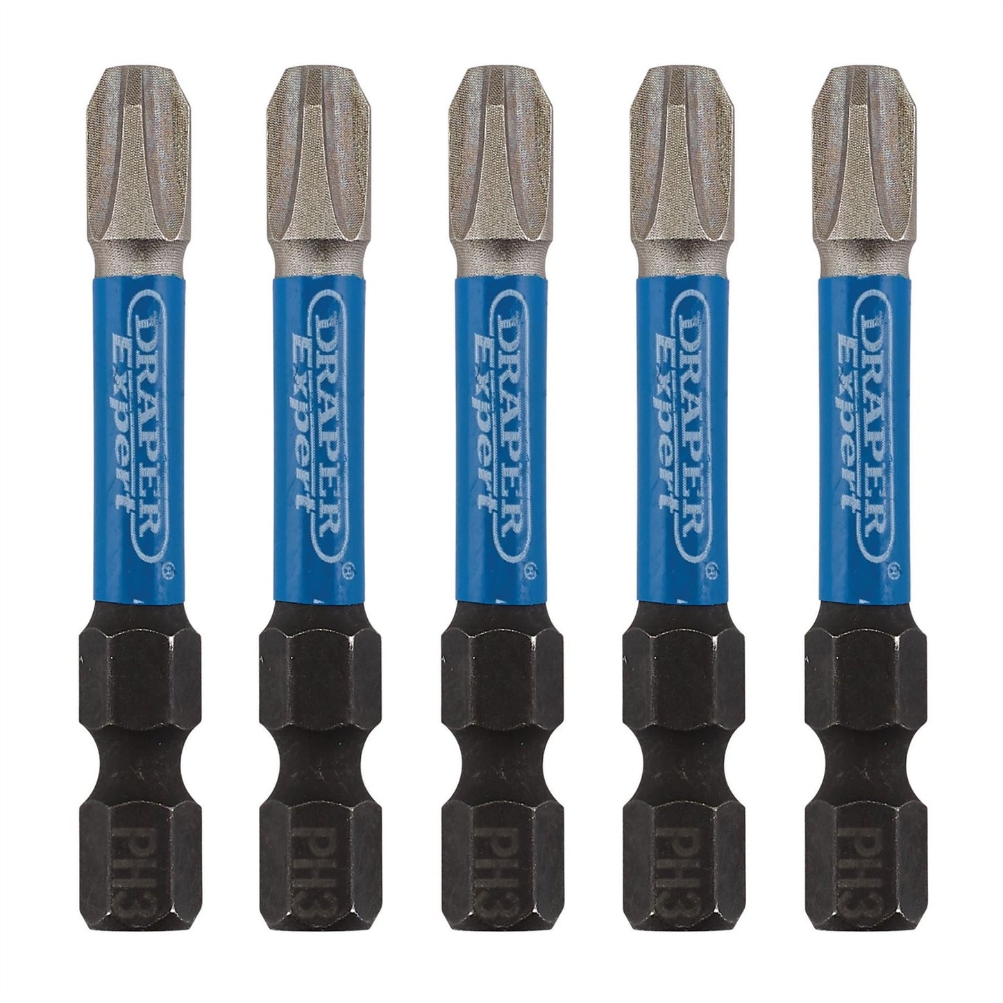 Draper 05645 Expert Cross Slot/PH Type Impact Screwdriver Bits No.3 x 50mm 1/4" Hex Pack of 5 Draper