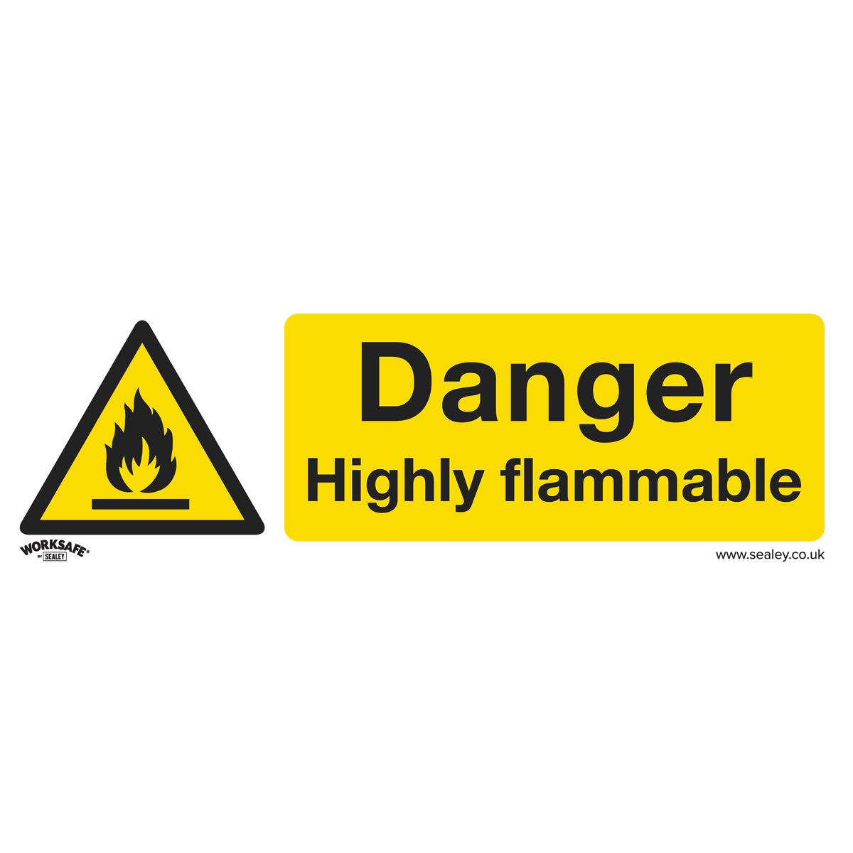 Sealey SS45V10 Safety Sign - Danger Highly Flammable - Self-Adhesive Vinyl - Pack of 10 Sealey