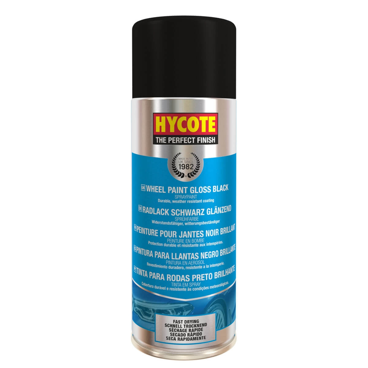 Hycote XUK991 Gloss Black Wheel Spray Paint 400ml Hycote