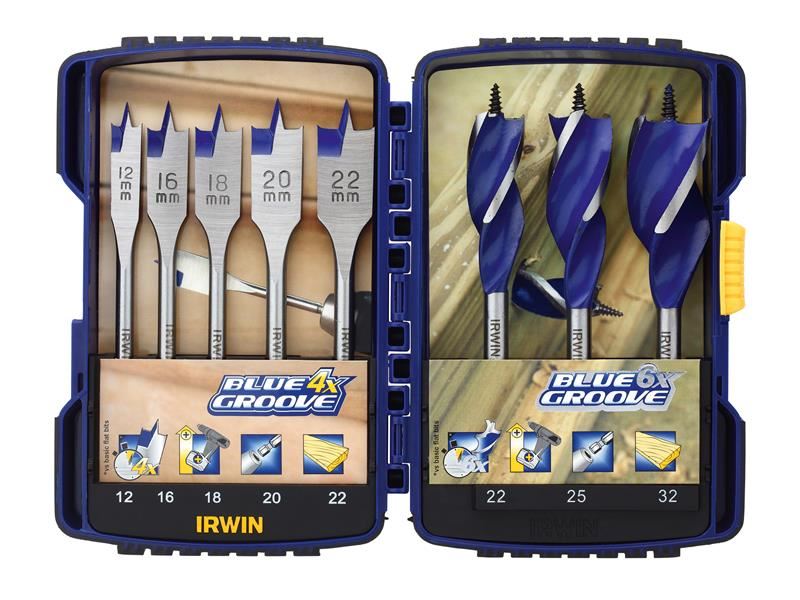 Irwin Blue Groove Auger & Flat Drill Bit Set 8 Piece - 10507593 IRWIN