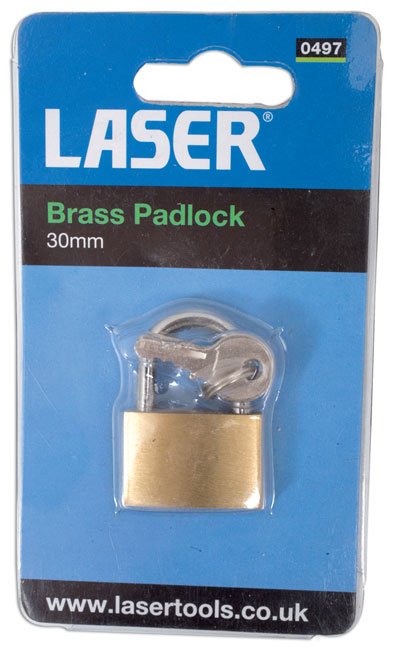 Laser Tools 0497 Brass Padlock 30mm Laser Tools