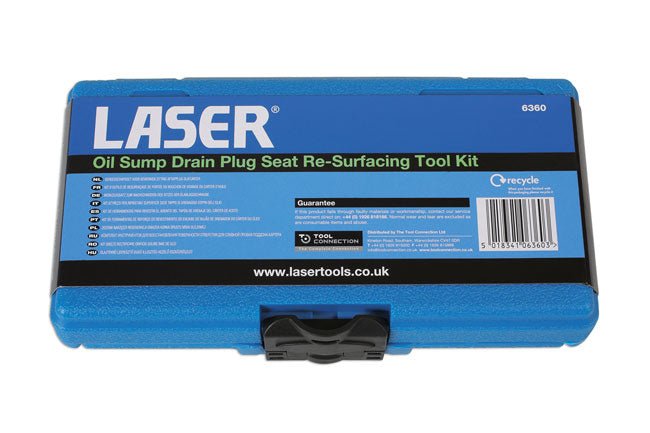 Laser Tools 6360 Oil Sump Drain Plug Seat Re-Surfacing Tool Kit Laser Tools