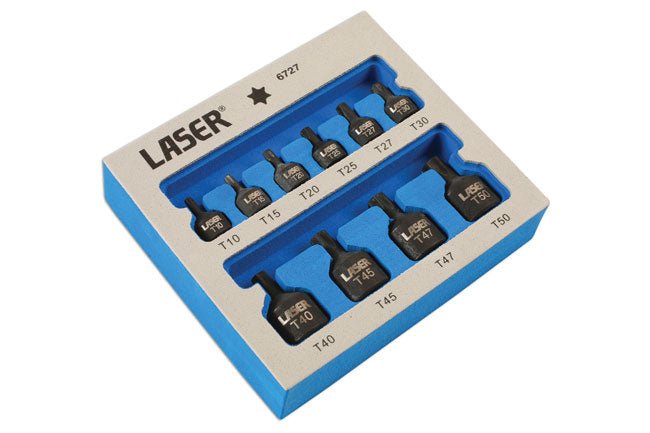 Laser Tools 6727 Low Profile Impact Star Socket Bit Set 1/4"D, 3/8"D 10pc Laser Tools
