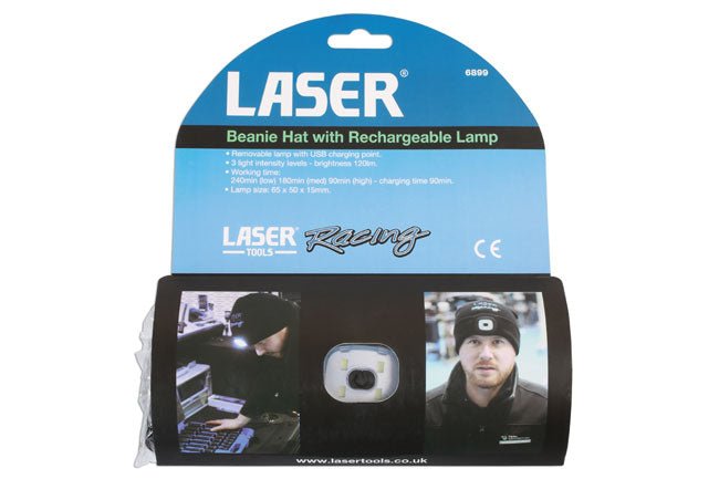 Laser Tools 6899 Laser Tools Racing Beanie Hat with Rechargeable Lamp Laser Tools