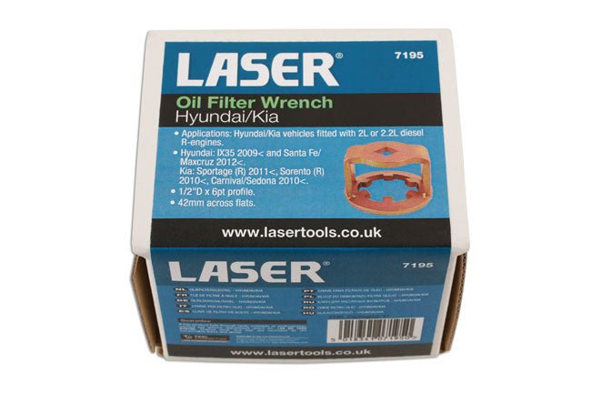 Laser Tools 7195 Oil Filter Wrench 1/2"D 42mm - for Hyundai, Kia Laser Tools