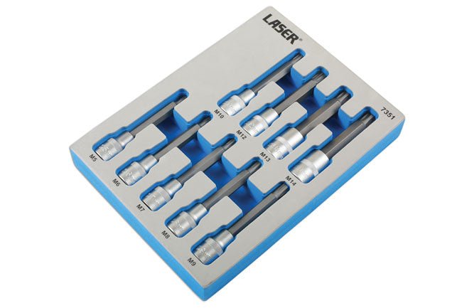 Laser Tools 7351 Tamperproof Ribe Socket Bit Set 1/2"D 9pc Laser Tools