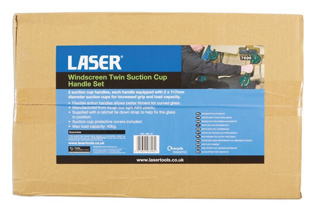 Laser Tools 7696 Windscreen Twin Suction Cup Handle Set Laser Tools