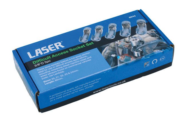 Laser Tools 8643 Difficult Access Socket Set 3/8"D 5pc Laser Tools