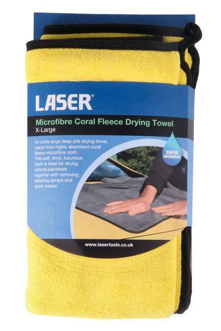Laser Tools 8833 Microfibre Coral Fleece Drying Towel - XL Laser Tools