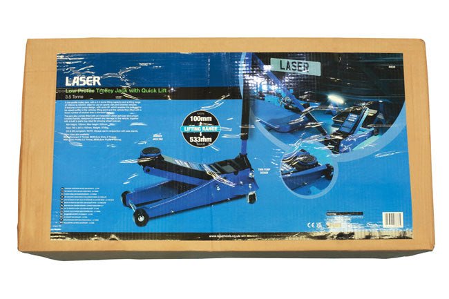 Laser Tools 8838 Low Profile Trolley Jack with Quick Lift - 3.5 Tonne Laser Tools