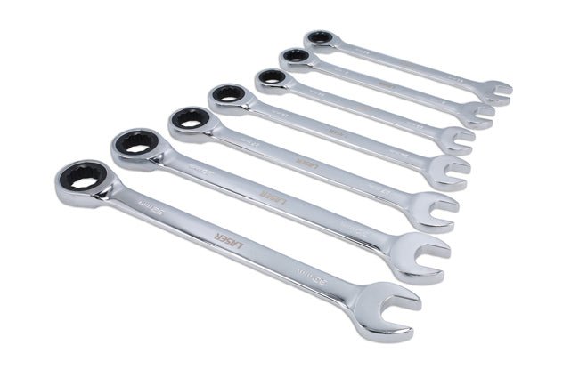 Laser Tools 9124 Ratchet Ring Combination Spanner Set 20 - 32mm - 7pc Laser Tools