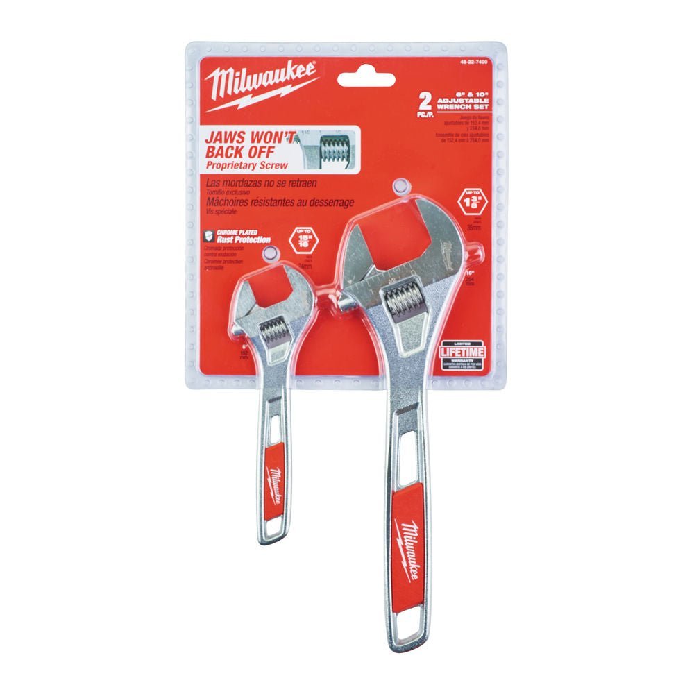 Milwaukee 48227400 Adjustable Wrench Twin Pack 150mm 6in & 250mm 10in Milwaukee
