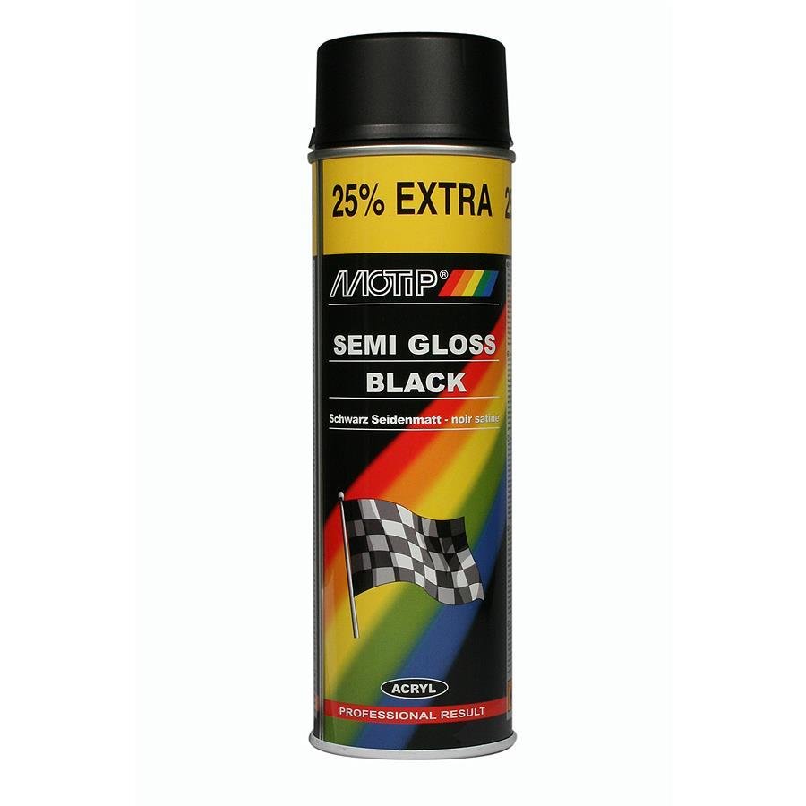 Motip Semi Gloss Black Spray Paint (Black Satin Matt) 500ml Motip