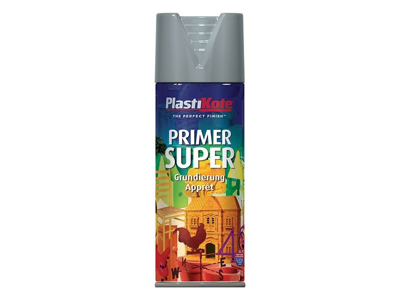 Plastikote Super Spray Primer Grey 400ml Plastikote