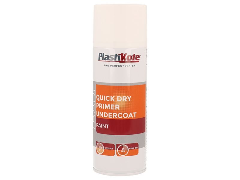 Plastikote Trade Quick Dry Primer Spray White 400ml Plastikote