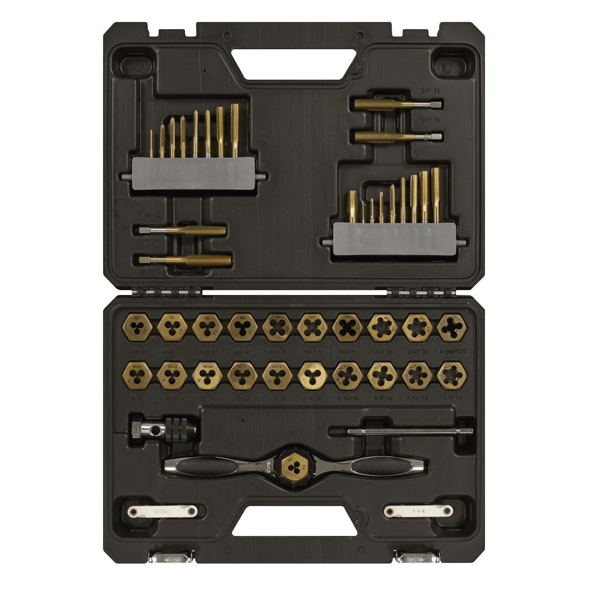 Sealey AK3046 Premier Metric & Imperial Titanium Coated Hexagonal Tap & Die Set 46pc Sealey