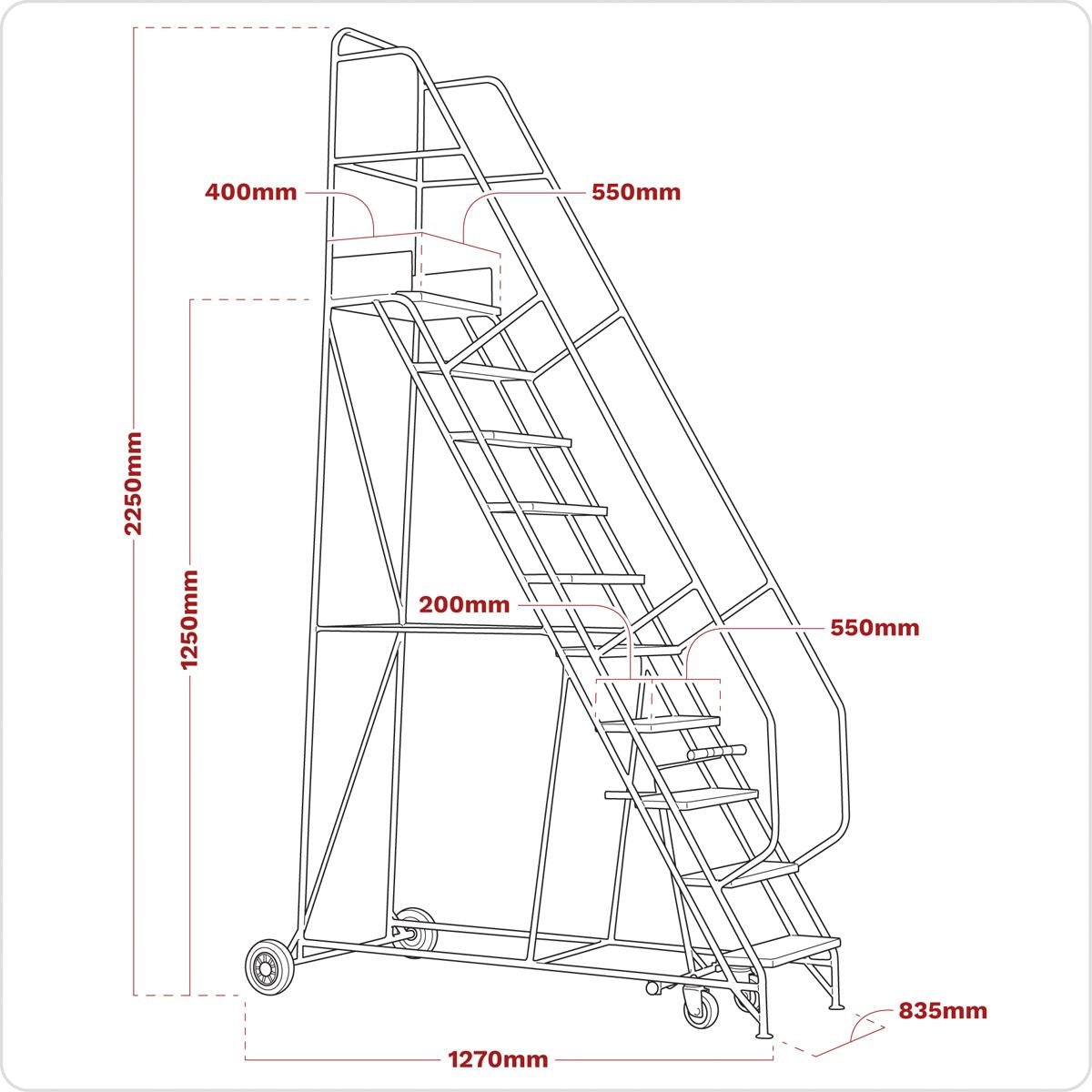 Sealey MSS05 Mobile Safety Steps 5-Tread Sealey