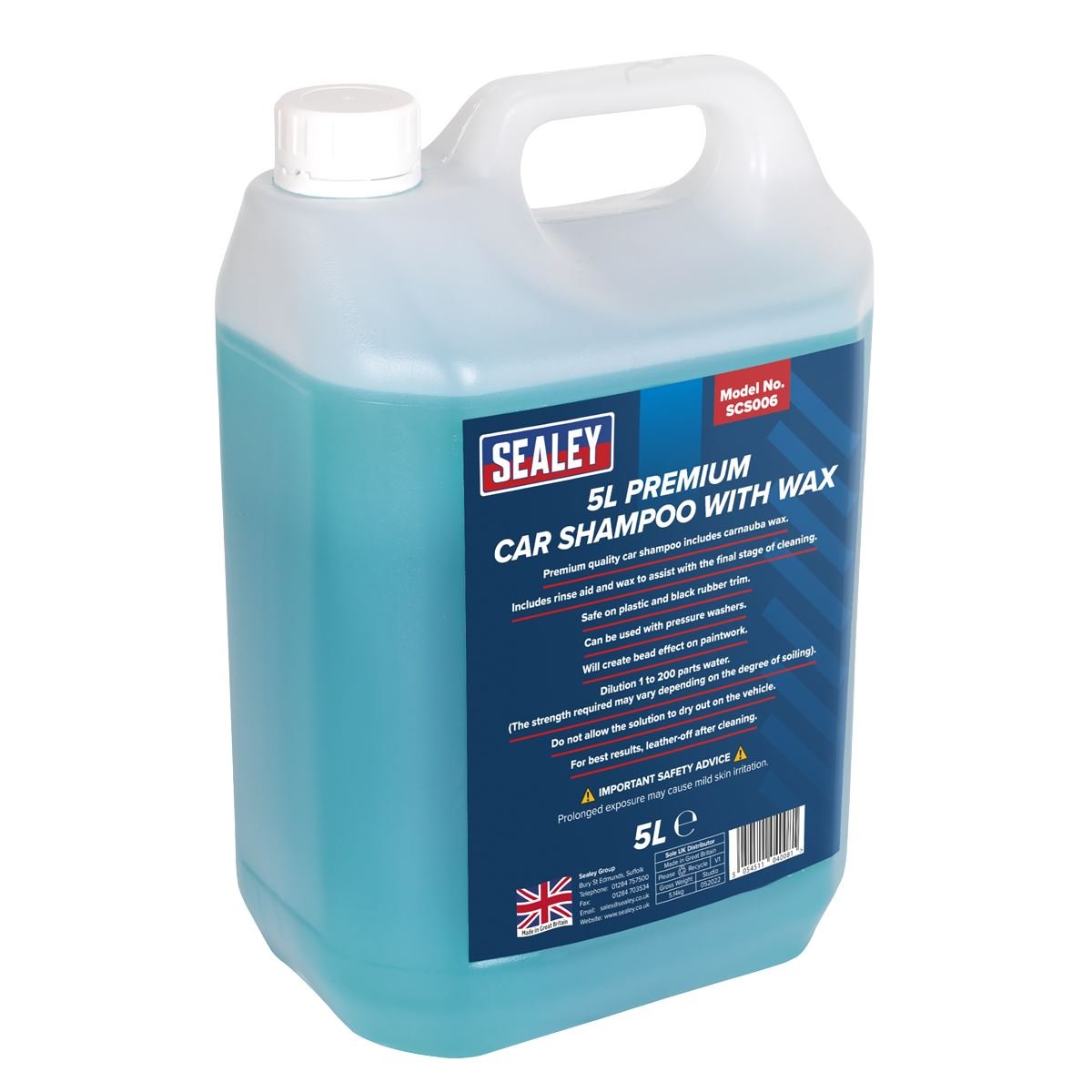 Sealey SCS006 Car Shampoo Premium with Wax 5L Sealey