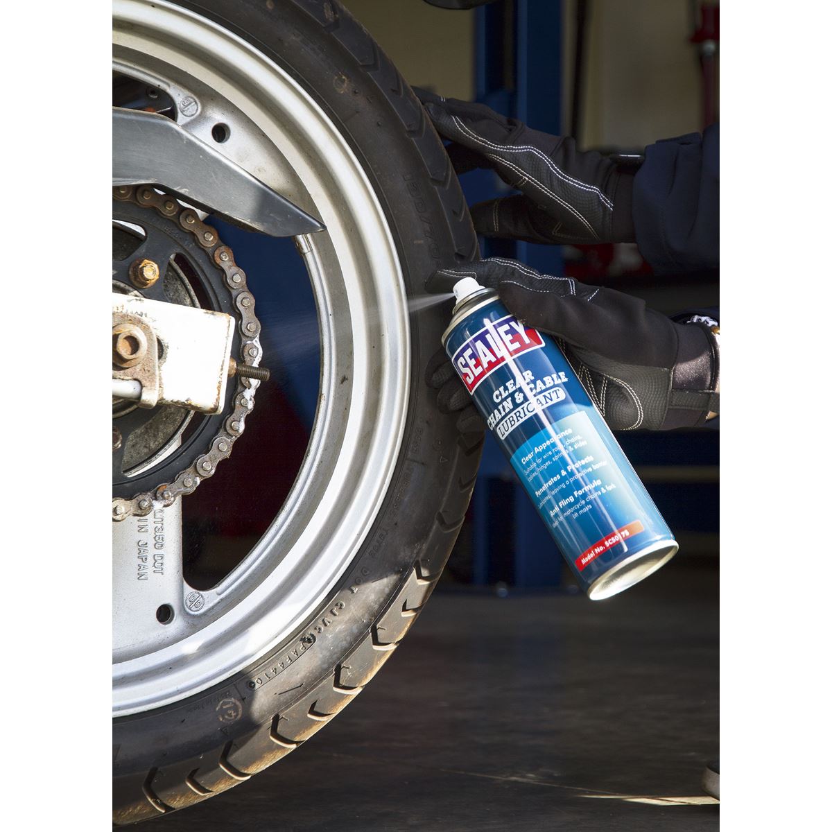 Sealey SCS017S Chain & Cable Clear Lubricant 500ml Sealey