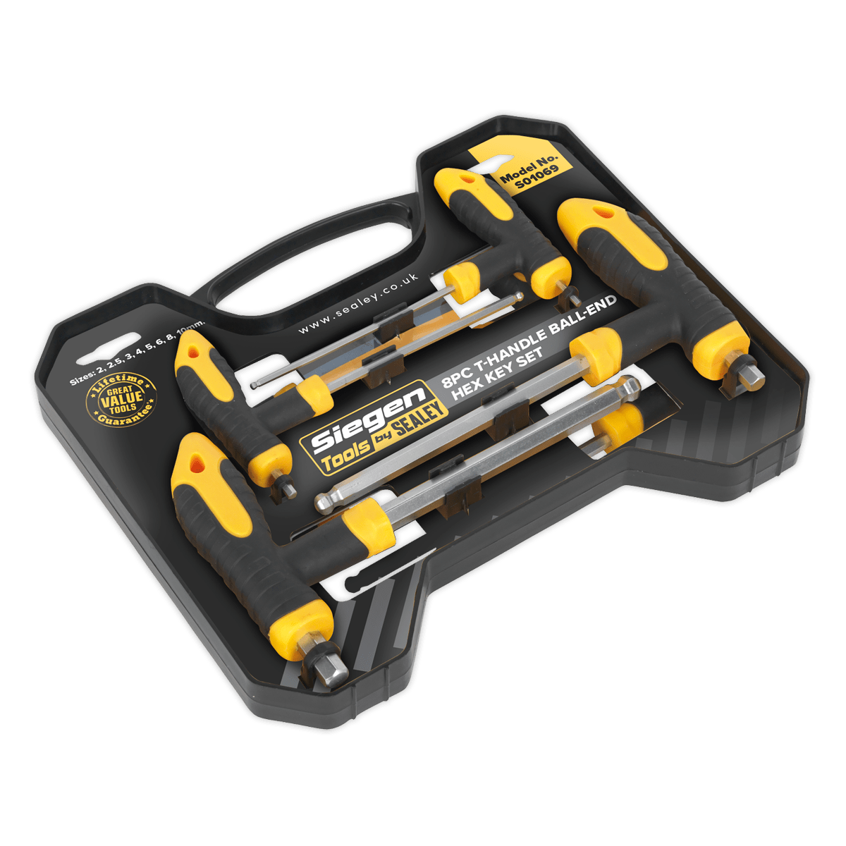 Siegen S01069 T-Handle Ball-End Hex Key Set 8pc Siegen