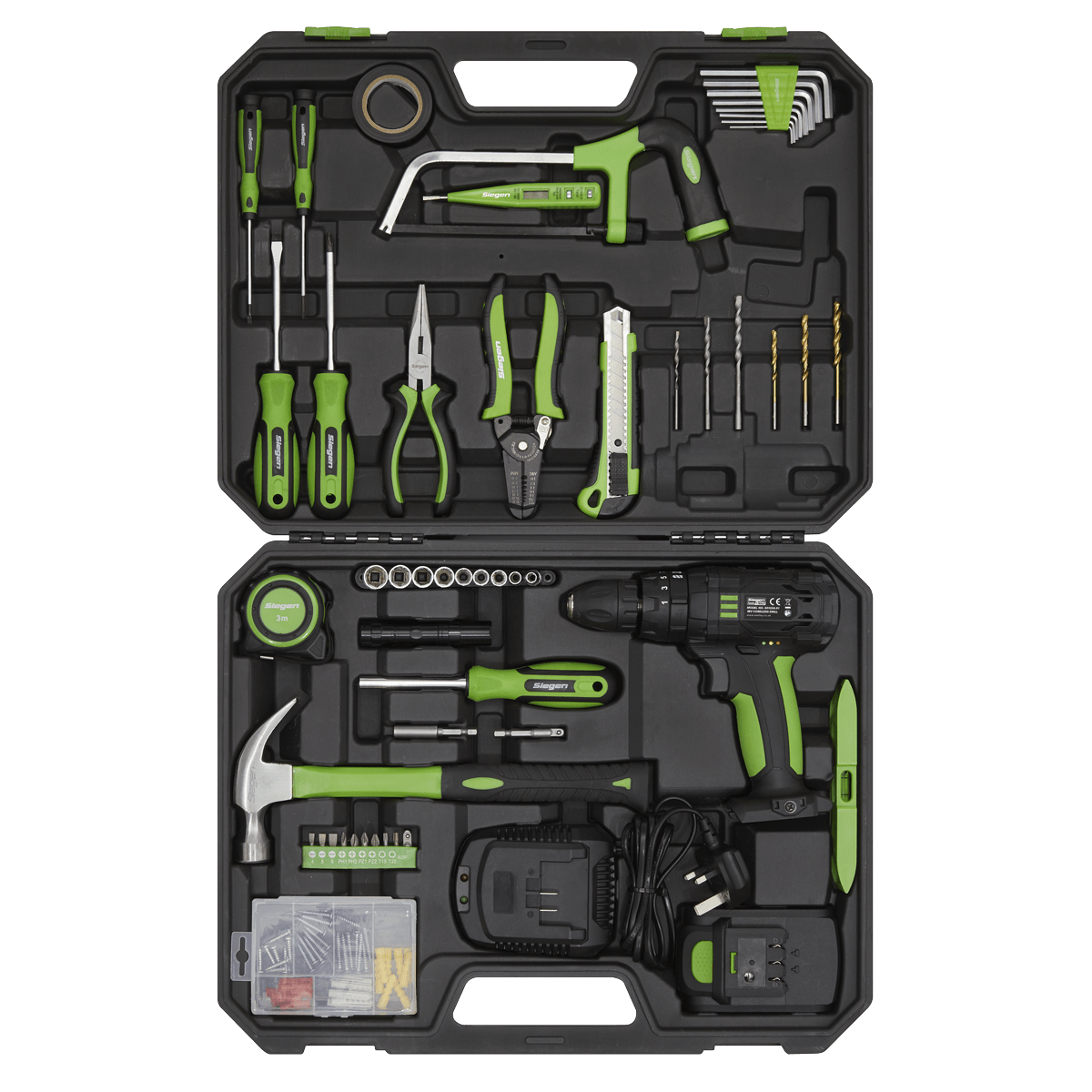 Siegen S01224 Tool Kit with Cordless Drill 101pc Siegen