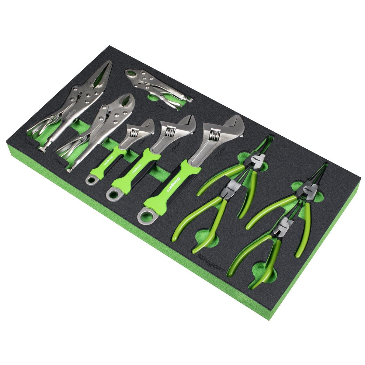 Siegen S01278 Tool Tray with Adjustable Wrench & Pliers Set 10pc Siegen
