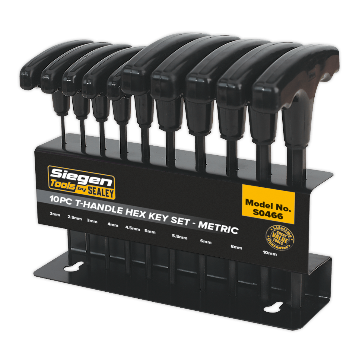 Siegen S0466 Hex Key Set 10pc T-Handle - Metric Siegen