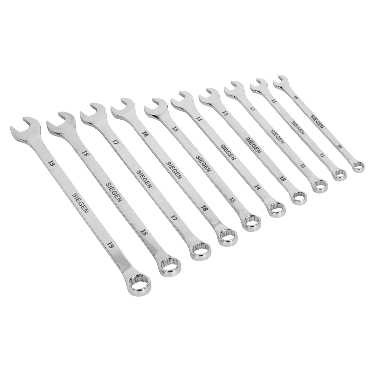 Siegen S0832 Combination Spanner Set 10pc Extra-Long Metric Siegen