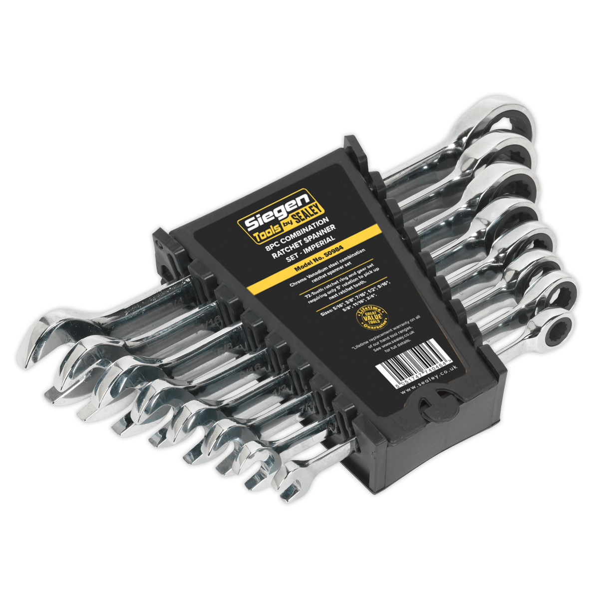 Siegen S0984 Combination Ratchet Spanner Set 8pc Imperial Siegen