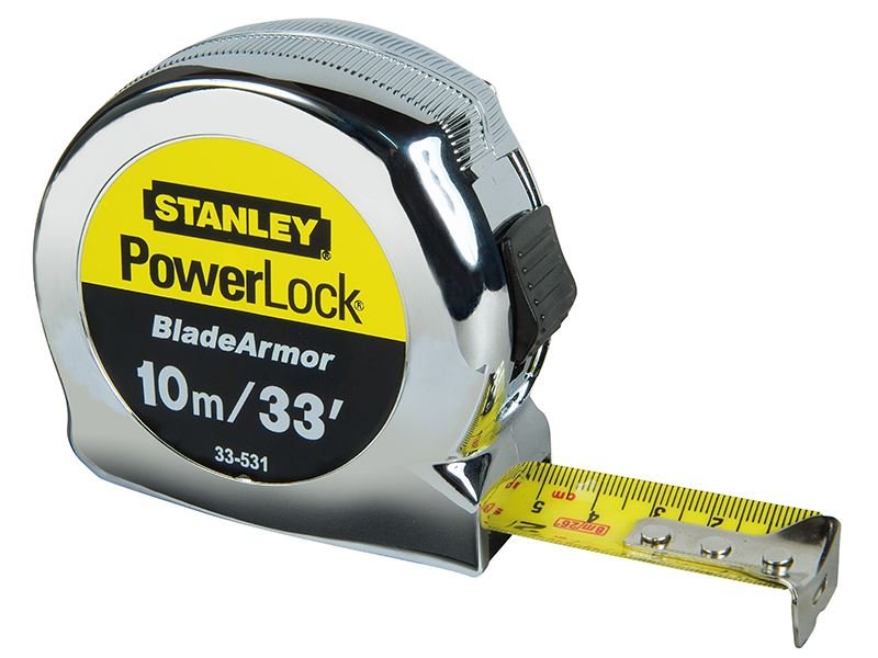 Stanley PowerLock BladeArmor Pocket Tape 10m/33ft Width 25mm STA033531 Stanley