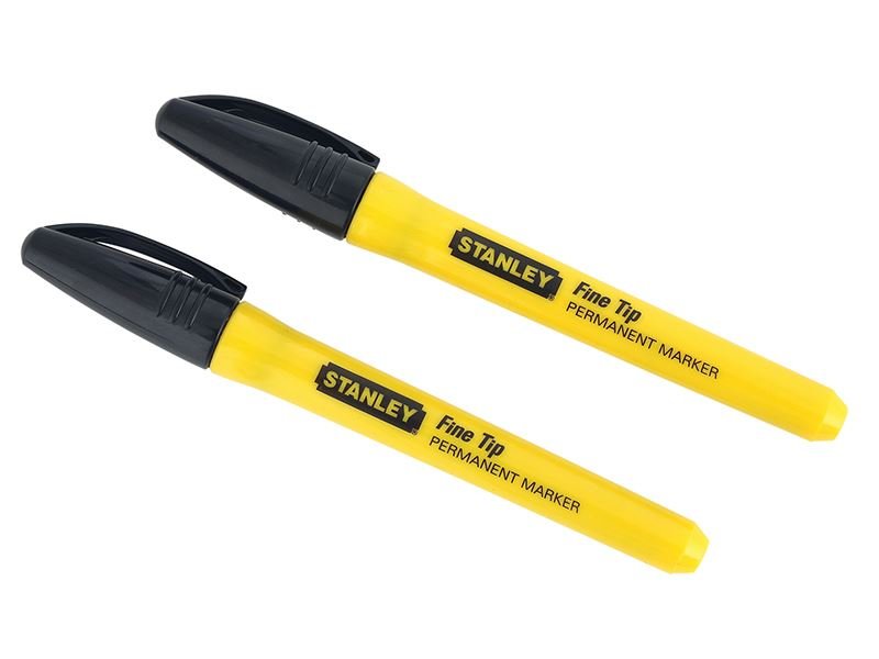 Stanley Fine Tip Permanent Marker Black Pack 2 STA047316 Stanley