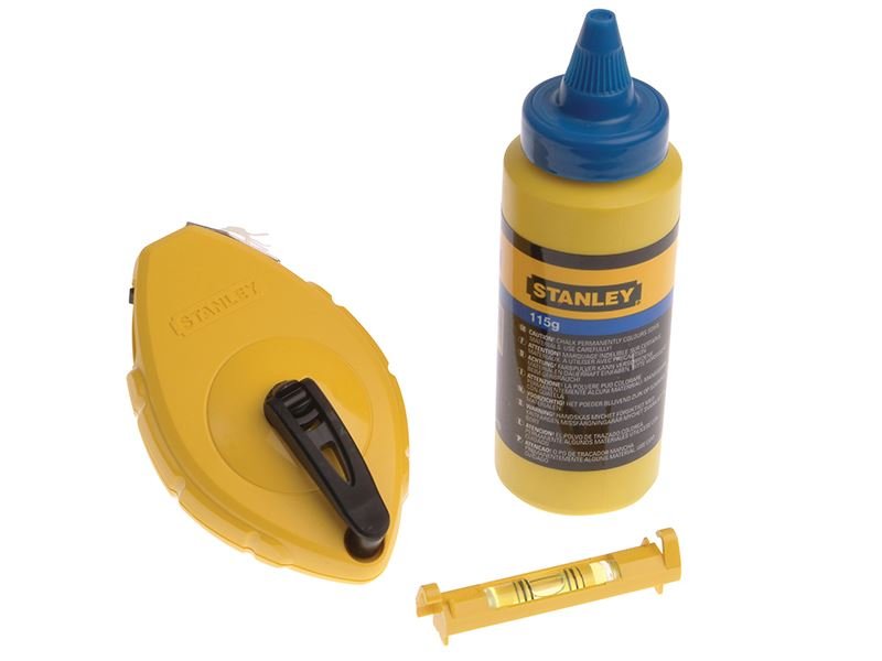 Stanley Chalk Line 30m Blue Chalk & Level STA047443 Stanley