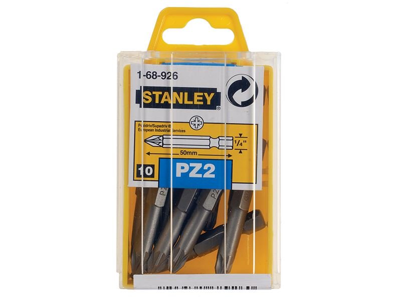 Stanley Pozidriv Power Bits PZ2 x 50mm Box 10 STA168926B Stanley
