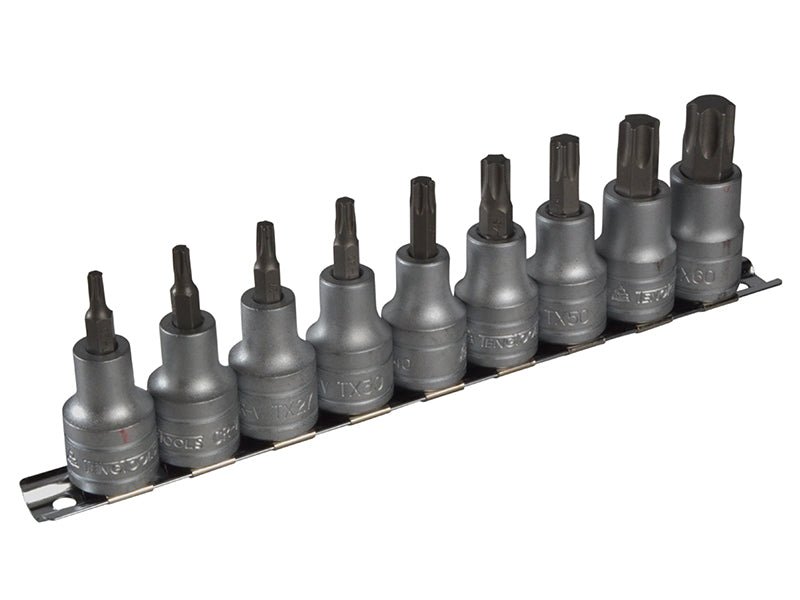 Teng M1213TX Socket Clip Rail Set of 9 Internal TORX 1/2in Drive Teng Tools