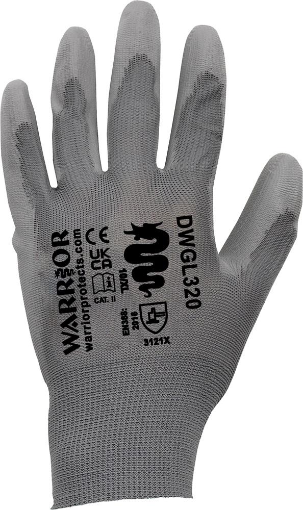 Warrior Grey PU Coated Work Gloves Warrior