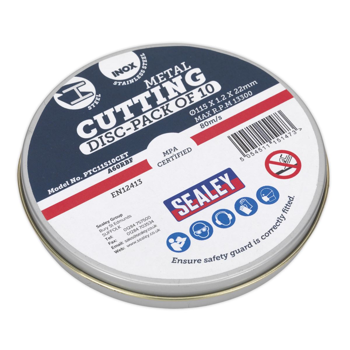 Sealey PTC11510CETD Cutting Disc 115 x 1.2mm Countertop Display Box 10 Packs of 10 Sealey
