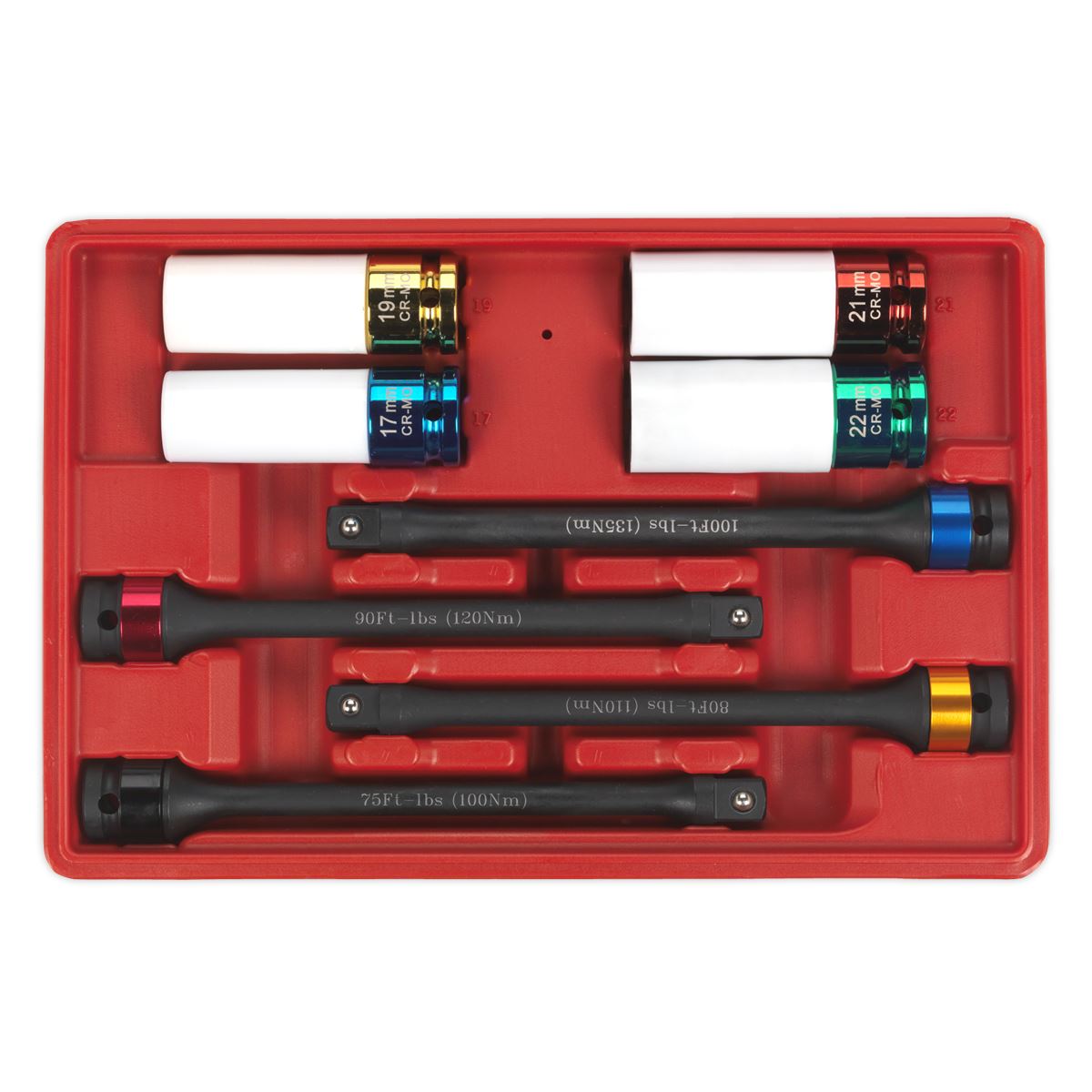 Sealey AK2243 Torque Stick & Aluminium Wheel Impact Socket Set 8pc 1/2"Sq Drive Sealey