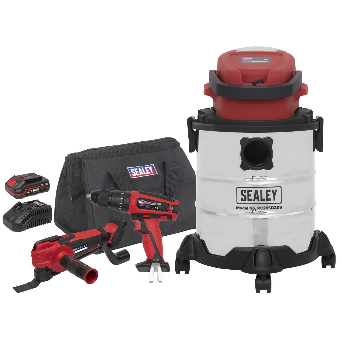Sealey CP20VCOMBO5 3 x 20V SV20 Series Tool Vac Combo - 2 Batteries Sealey